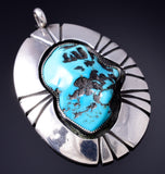 Vintage Silver & Turquoise Navajo Sunrays Pendant by J. Begay 6A03L