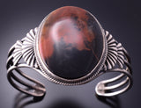 Vintage Silver & Petrified Wood Navajo Bracelet 4E18H
