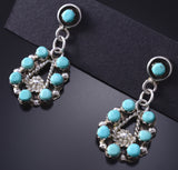 Silver & Turquoise Zuni Petit Point Dangle Earrings by Lynette Laate 5G22A