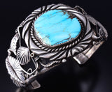 Vintage Silver & Turquoise Navajo Handmade Bracelet 6A21U