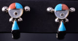 Silver Multistone Zuni Inlay Sunface Earrings by Frederick & Denise Suitza 5G16T