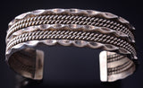 Vintage Silver Navajo Handmade Rivers Navajo Bracelet 5F10C