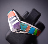 Size 6 Silver & Turquoise Multistone Navajo Inlay Dip Ring by TSF 3L16N