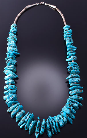 Vintage 28" Kingman Turquoise Nugget Navajo Necklace 3K31Q
