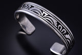 Vintage Silver Navajo Handmade Beauty Design Bracelet by Steven Begay 5G12E