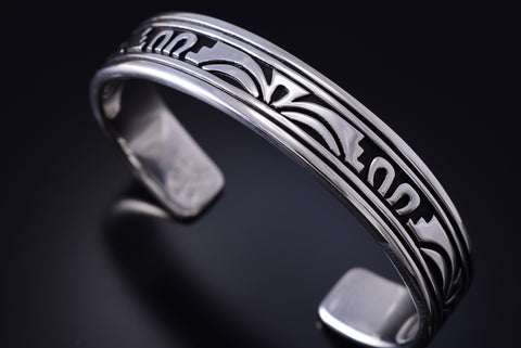 Vintage Silver Navajo Handmade Beauty Design Bracelet by Steven Begay 5G12E