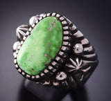 Size 15 Silver & Carico Lake Turquoise Navajo Men's Ring by Erick Begay 4C01Y