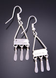 Silver & Turquoise Navajo Handmade Dangle Earrings by Sylvia Chee 3B10S