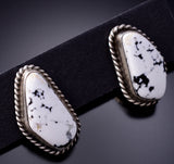 Silver & White Buffalo Turquoise Navajo Handmade Earrings by Elouise Kee 6J32H