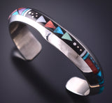 Silver Multistone Navajo Inlay Four Directions Bracelet by Jim Harrison 4C13H
