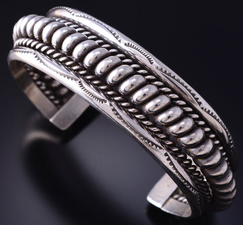 Vintage Silver Navajo Handmade Arches Bracelet signed Tahe 5L10P