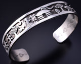 Silver Handmade "Canyon De Chelly' Navajoland Hozho Bracelet - Ravis Henry 5L10A