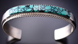 Navajo Handmade Silver Bracelet with Prince Turquoise Inlay by Francis Yazzie 6K28L