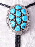 Vintage Sterling Silver & Sleeping Beauty Turquoise Nugget Bolo Tie by CJ Nez - 5L23W