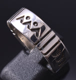Size 10-1/4 Silver Navajo Handmade Mountains & Seasons Ring by Erick Begay 6C03F