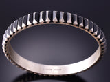 Silver Navajo Handmade Mountains Bangle Bracelet by Leander Tahe 4F10C