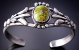 Silver & Sonoran Gold Turquoise Navajo Handmade Bracelet by Bobby Platero 6F17N