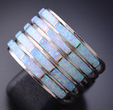 Size 11 Silver & Opal 5 Row Navajo Inlay Ring by Jamie Johnson 6D09U