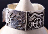 Vintage Silver Laguna Choctaw Story Telling Link Bracelet by Frank Carillo 6D28Z