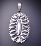 Silver Navajo Handmade Concho Pendant by Charles Johnson 3D06U