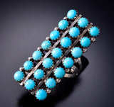 Size 6-3/4 Navajo Kingman Turquoise Ring 21 Stones by Nathaniel Johnson 6K22S