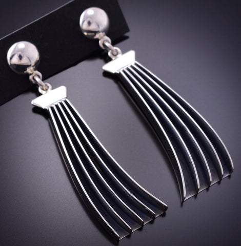 Elegant Navajo Silver Rail Earrings by James Bahe 4A19W