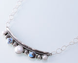 Silver & Golden Hills Turquoise & Fresh Water Pearl Navajo Necklace by Erick Begay 3H20Z