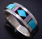 Size 13-3/4 Silver Multistone Navajo Inlay Men's Ring by Jimmy Harrison 5H02W