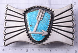 Vintage Silver & Turquoise Navajo Handmade Shooting Arrow Buckle 5H21A