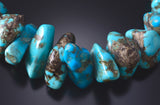 Vintage 22" Stabilized Turquoise Navajo Nugget Necklace 5G12Z