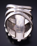 Vintage Size 8 Silver & Turquoise Navajo Handmade Ring 5F10H