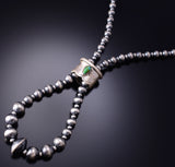 Silver & Sonoran Gold Turquoise Handstrung Navajo Pearls Loop Necklace 6H25T
