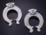 Silver & Turquoise Navajo Handmade Horseshoe Earrings by Adrienne Gordon 5G16R