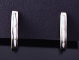 Silver & Opal Zuni Inlay Curved Earring by Kent Lonjose 3H02R