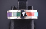 Size 5-1/2 Silver Multistone Navajo All Around Inlay Ring by Rose Ann Long 5L25S