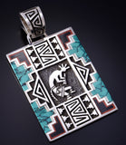 Vintage Silver Multistone Navajo Inlay Kokopelli Pendant - Abraham Begay 5J29U