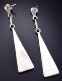 Silver & Turquoise Multistone Zuni Inlay Long Earrings Kathy Boone 5G18Y