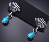 Silver & Turquoise Navajo Fan Earrings by Marie Bahe 6D07S