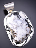 Silver & White Buffalo Turquoise Navajo Handmade Pendant by Pete Sanchez 6D28H