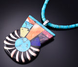 Turquoise Multistone Santo Domingo Sun Necklace by Mary Louise Tafoya 3G07G