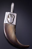 Silver Bear Claw "We were here" Navajo Handmade Pendant by Erick Begay 5G12X