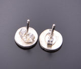 Silver Hopi Handmade Basket Design Post Earrings by Timothy Mowa 3F19Q
