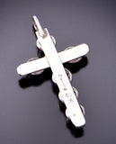 Silver & Turquoise Zuni Handmade Cross Pendant by David Kaamesee 3F19D