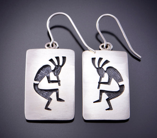 Hopi Earrings by Timothy Mowa - Kokopelli Design 3E18M