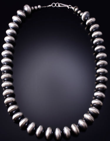 20" Silver Handmade 14mm Navajo Pearls Statement Necklace Bryannen Halwood 6F22U