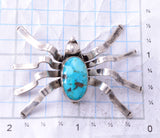 Vintage Silver & Turquoise Navajo Handmade Spider Brooch 3K31F