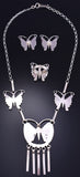 Silver Multistone Zuni Inlay Butterfly Necklace 3-Piece Set Adrian Wallace 5L25Z