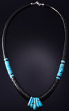 20" Santo Domingo Pueblo (Kewa) Onyx & Turquoise Necklace by Lupe Lovato 5G28D