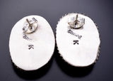 Silver & White Buffalo Turquoise Navajo Handmade Earrings by Elouise Kee 6J32A