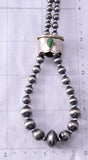 Silver & Sonoran Gold Turquoise Handstrung Navajo Pearls Loop Necklace 6H25T